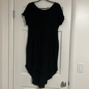 Black Fringe Edge High Low Dress
